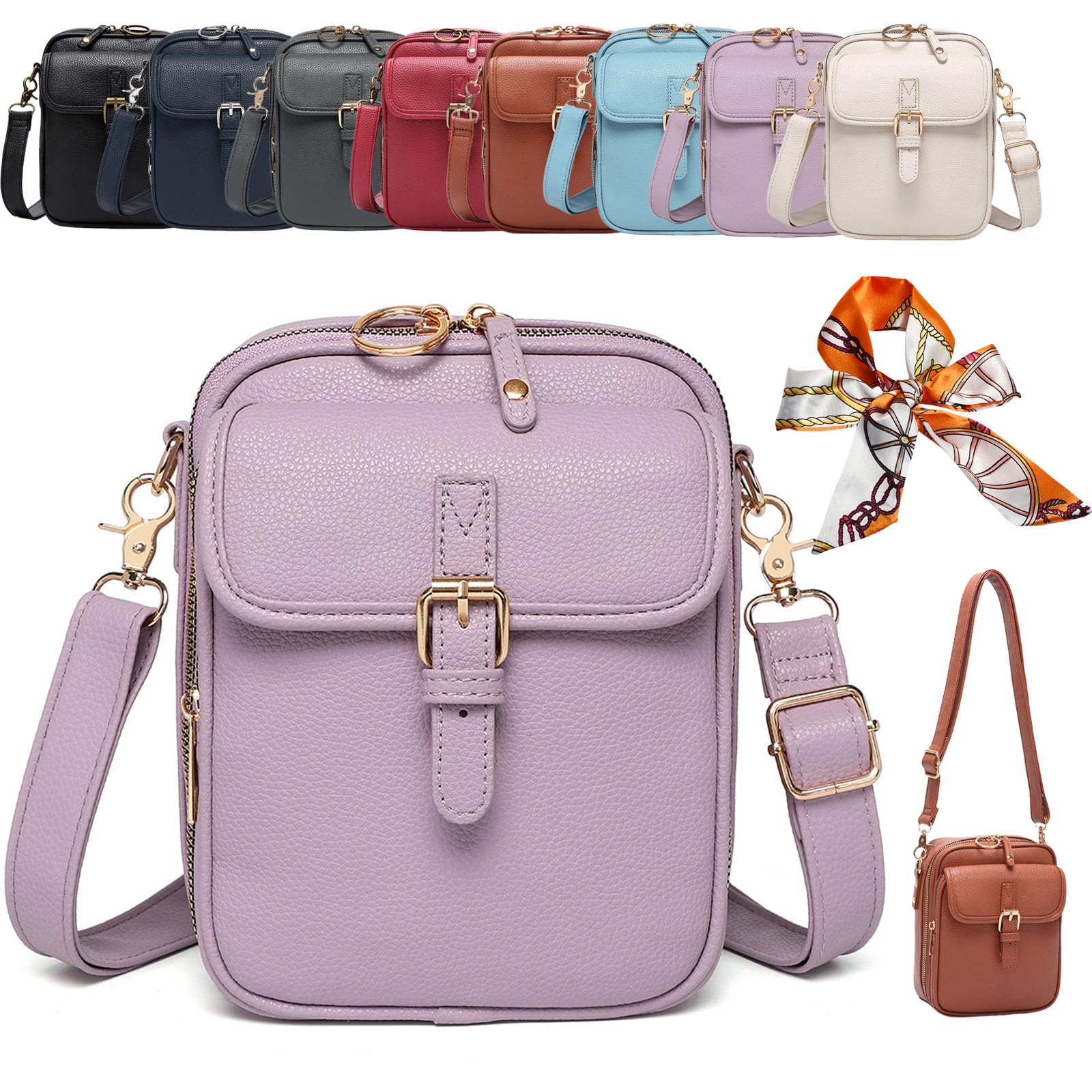 Collaboraten1 Crossbody Leather Bags for Women Anti-Theft Vintage Cross Body Shoulder Purse with Card Slots