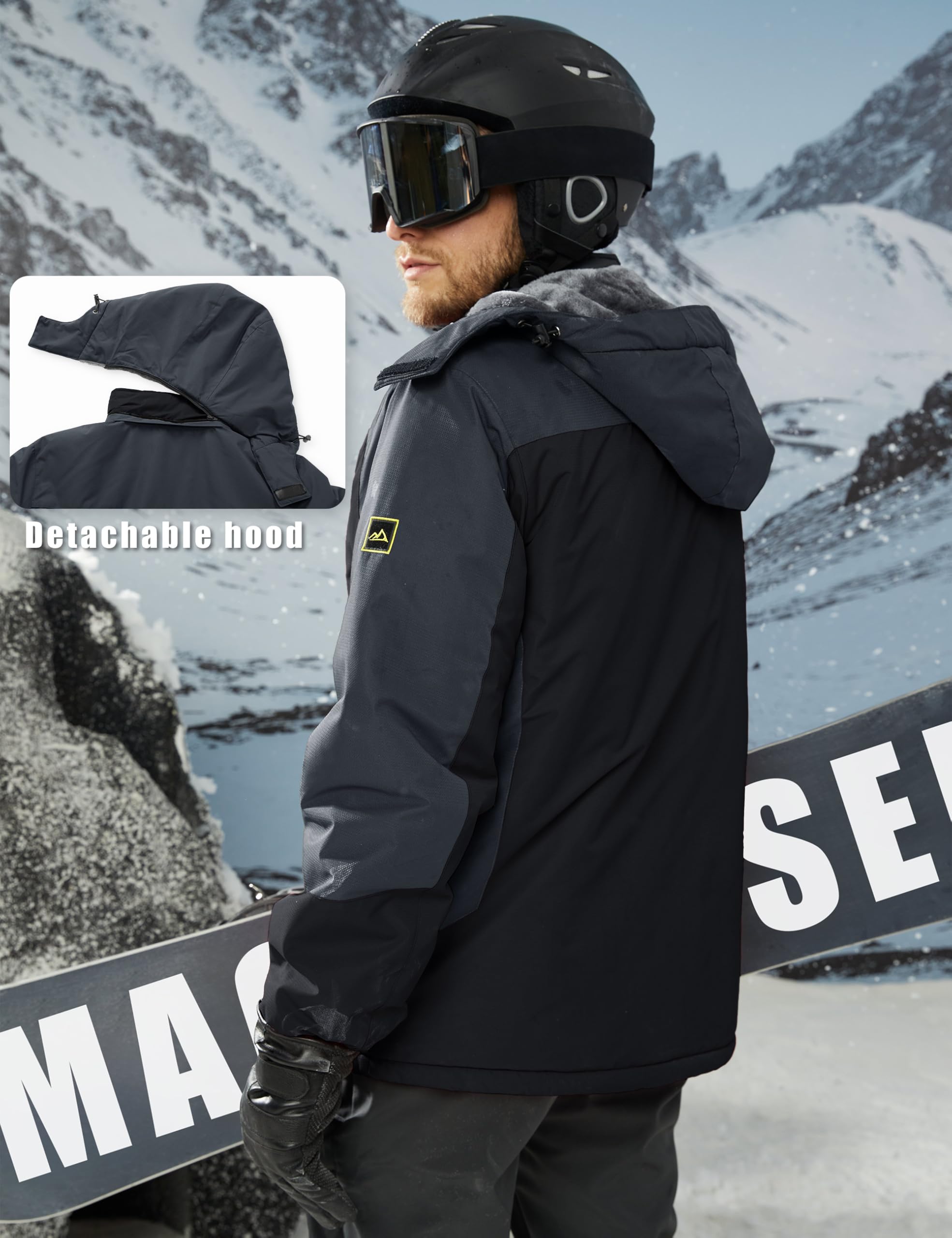 MAGCOMSEN Giacca Impermeabile Giacca da Sci Invernale da Uomo Foderata in Pile per Uomo Cold Mountain Cappotti