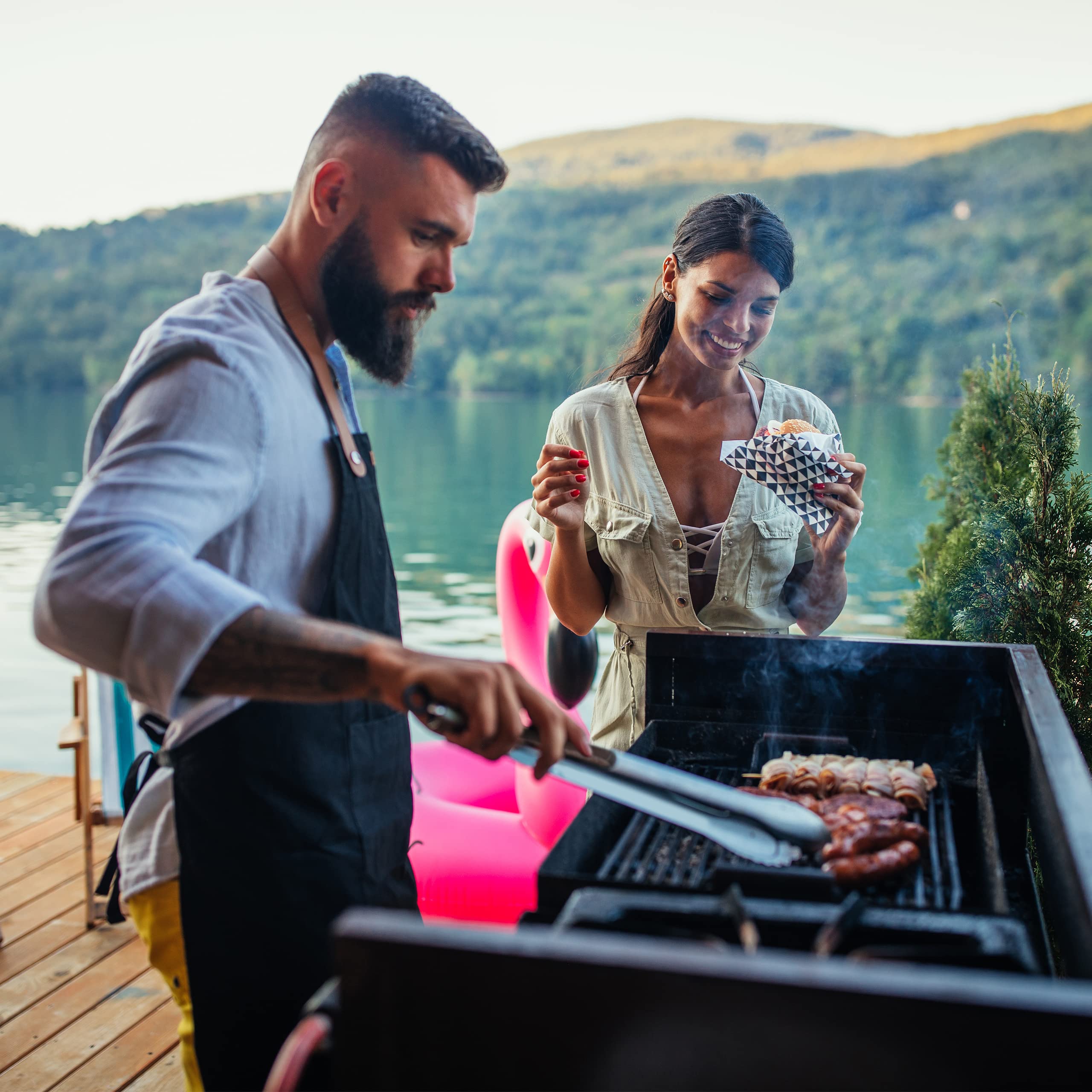 Set Di 3 Pinze Per Barbecue In Acciaio Inox, Lunghe 40 Cm - Manici Antiscivolo Per Girare Bistecche E Salsicce Alla Griglia - 4