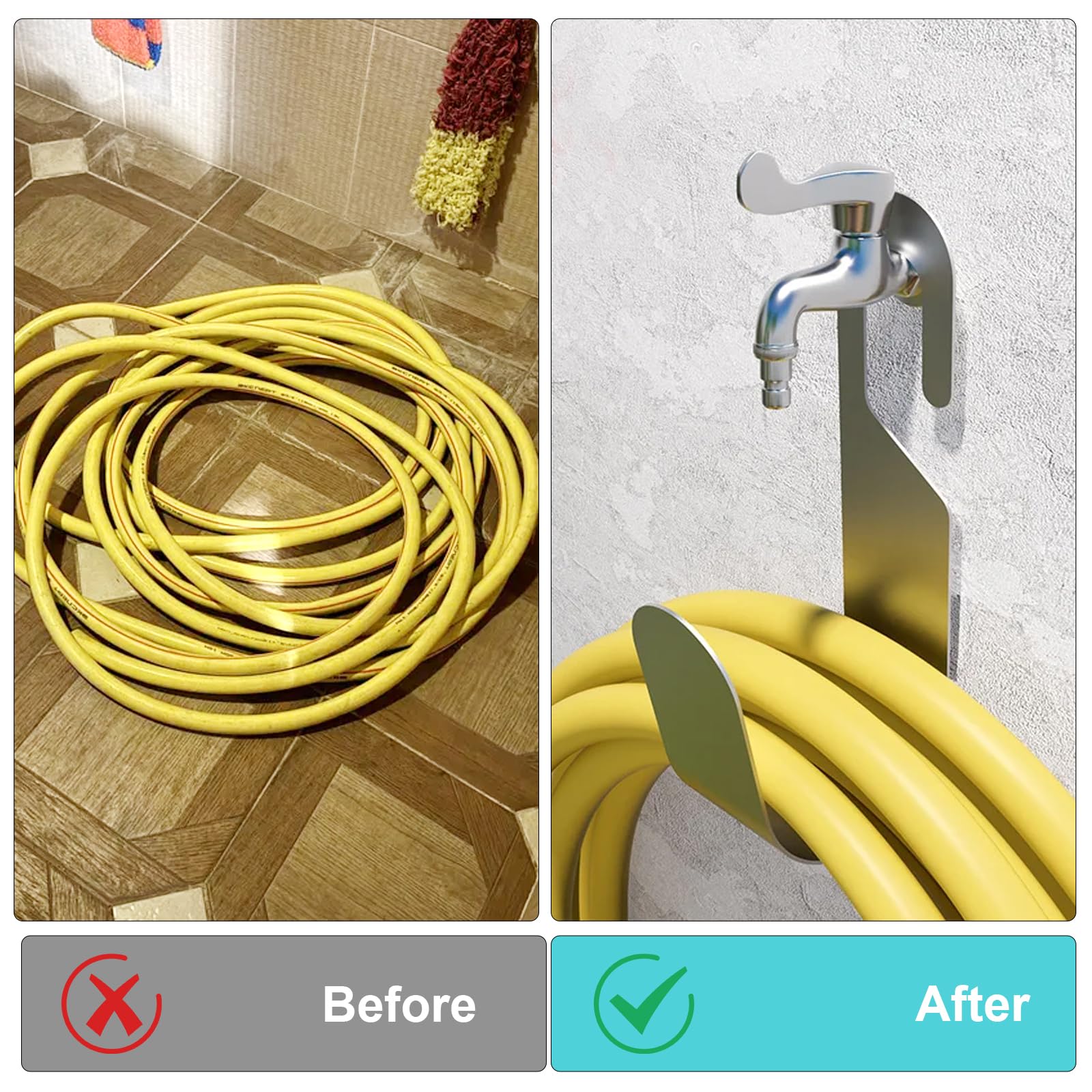 1 Support De Tuyau D'arrosage En Métal Pour L'extérieur, Petit Crochet De Rangement En Acier Inoxydable Pour Tuyau D'arrosage Extensible (20 X 10 X 5,5 Cm