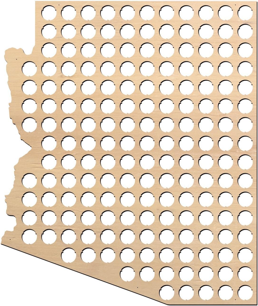 Arizona Beer Cap Map - 19.4x23 inches - 173 caps - Beer Cap Holder Arizona - Birch Plywood
