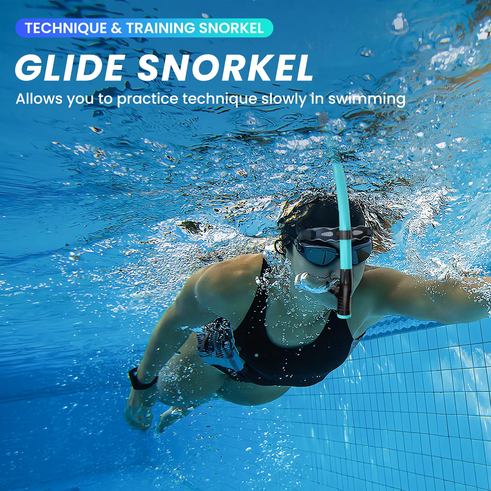 Snorkel Lap Natación Nadador Entrenamiento Buceo Snorkeling para Piscina Aguas Abiertas, Verde