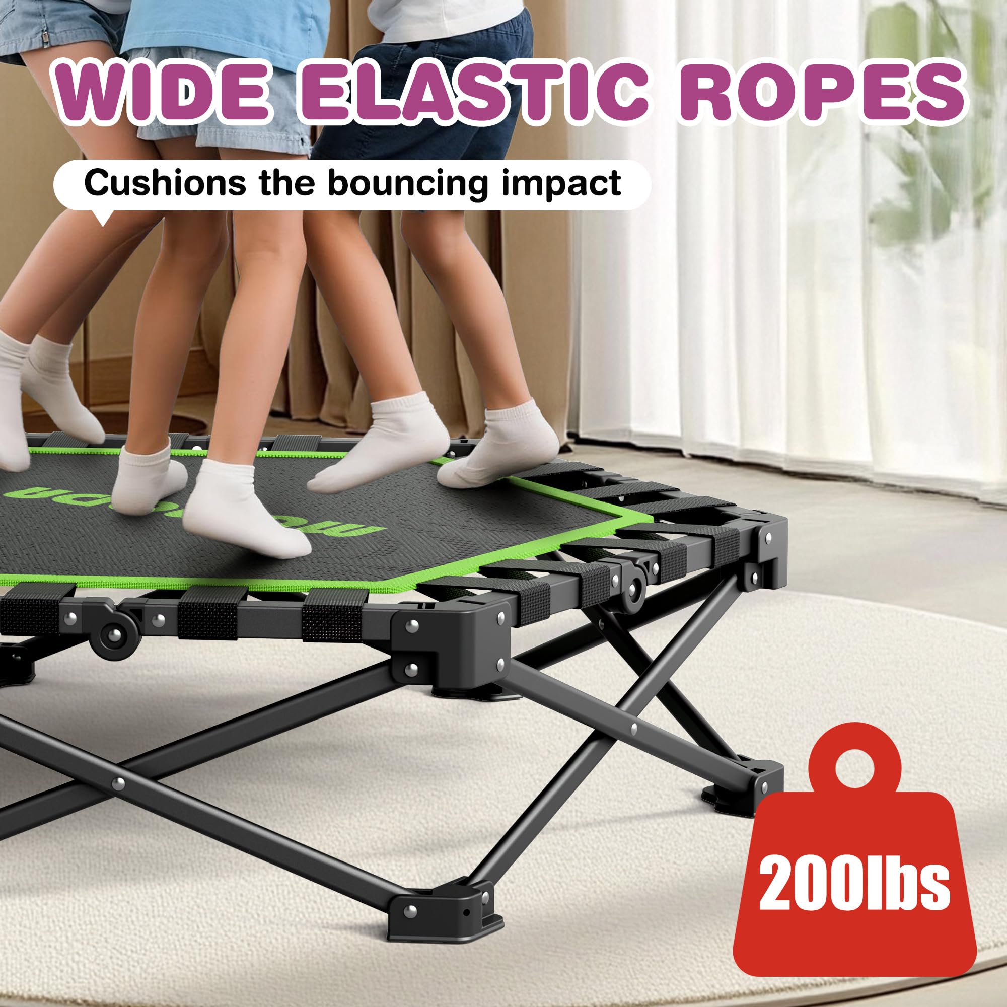 MOMODA Mini Trampolino da 76,2 cm/114,3 cm, per Bambini e Adulti, Trampolino Pieghevole con Manico, carico Massimo 90,7 kg