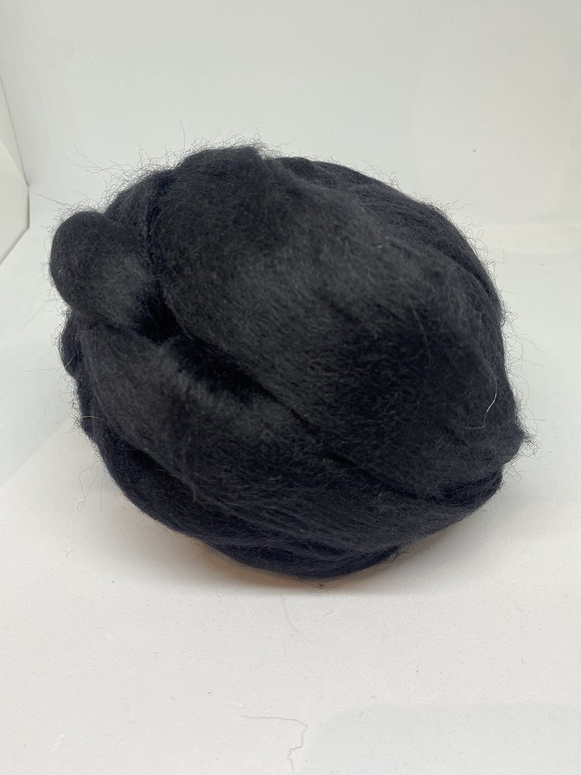 Colored Natural Bulk Wool roving, 8 OZ. Best Wool for Needle Felting, Wet Felting, handcrafts and Spinning Yarn (Total Black)