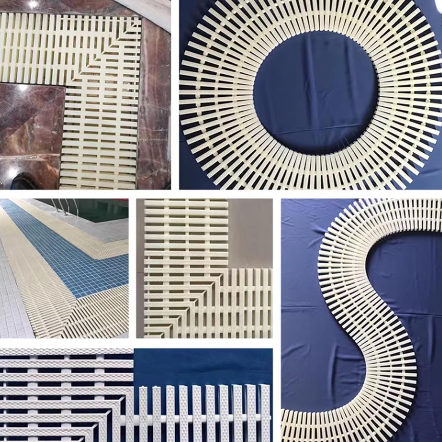 Swimming Pool Drainage Grate Gutter, ABS Plastic Overflow Grate for Pools, White 35x35cm & 40x40cm, Durable Pool Drainage System, Prevents Clogs and Water Accumulation