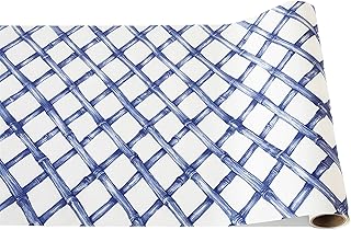 Lattice Paper Table Runner Roll - Navy Blue Cross Check Pattern for Parties or Weddings - Disposable Table Runner American Made - Buy now