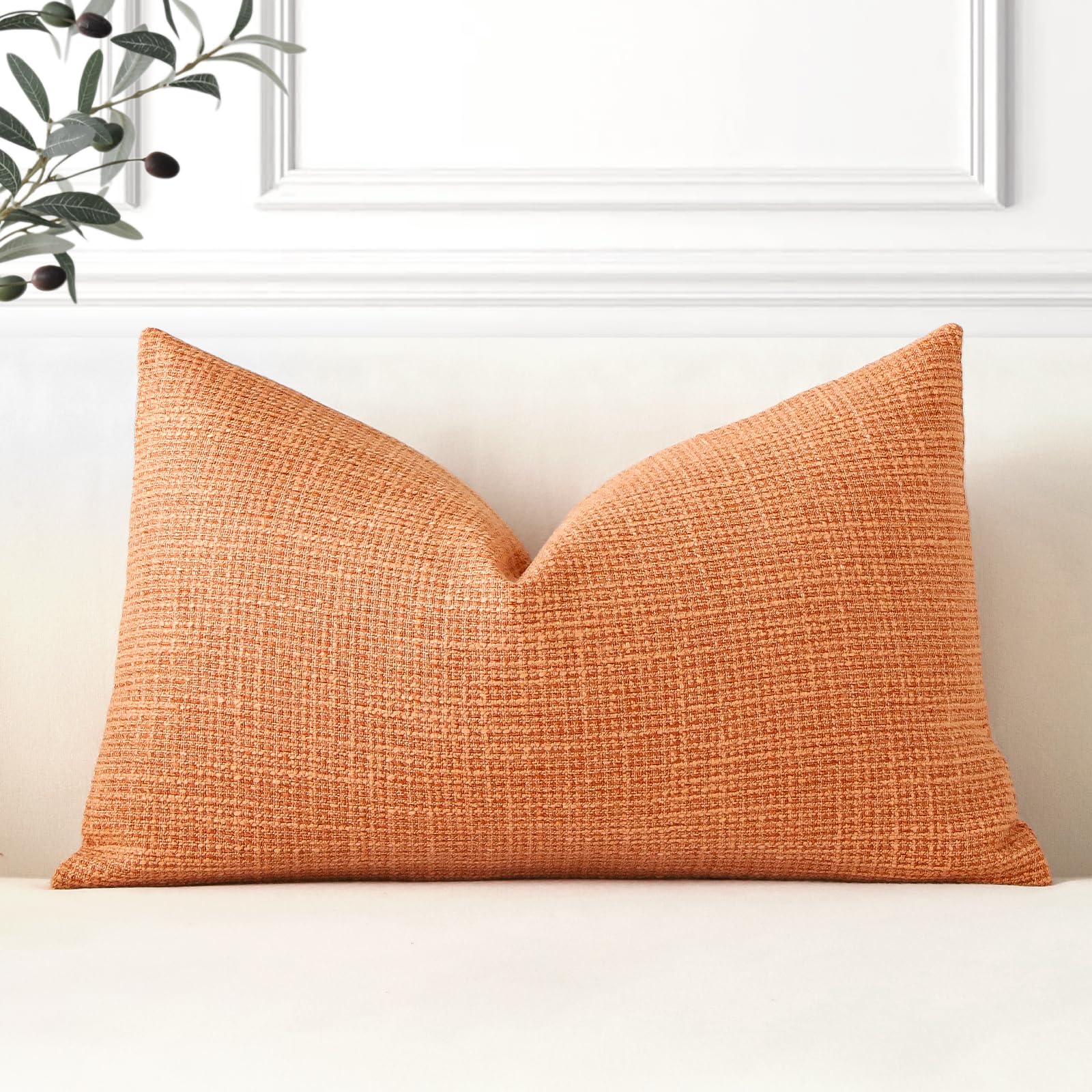 Artscope Linen Cushion Covers Set of 1 Decorative Lumbar Pillowcase Pillow Cover 16x24 Inch for Home Decor Sofa Bedroom Car 40x60cm Coral