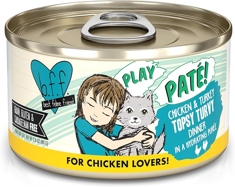 Ração úmida para gatos Weruva B.F.F. Play Patê de Frango e Peru 79 g – Pacote com 12