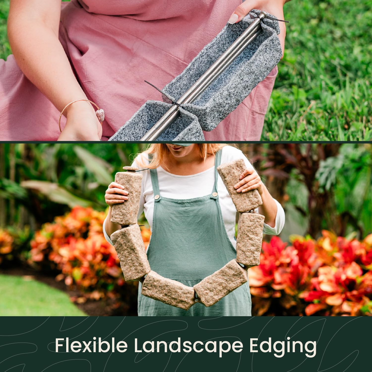Beuta Landscape Edging | Garden Edging Border | Faux Stone Bricks for Lawn edging, Flower beds, Pathways & Yard Edging– 4 Packs | Each Section Has 6 Bricks 48"L x 4"W x 2.25"H | 12 Spikes |Sandstone 4-Pack (16 FT) Sandstone