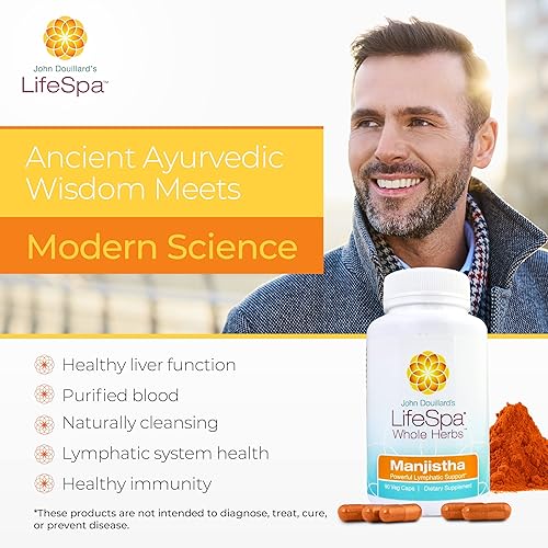 Miniatura 3 de Cápsulas Manjistha de hierbas enteras  Limpieza del hígado  Multivitamínico vegano  para apoyo linfático y desintoxicación hepática  90 cápsulas 400