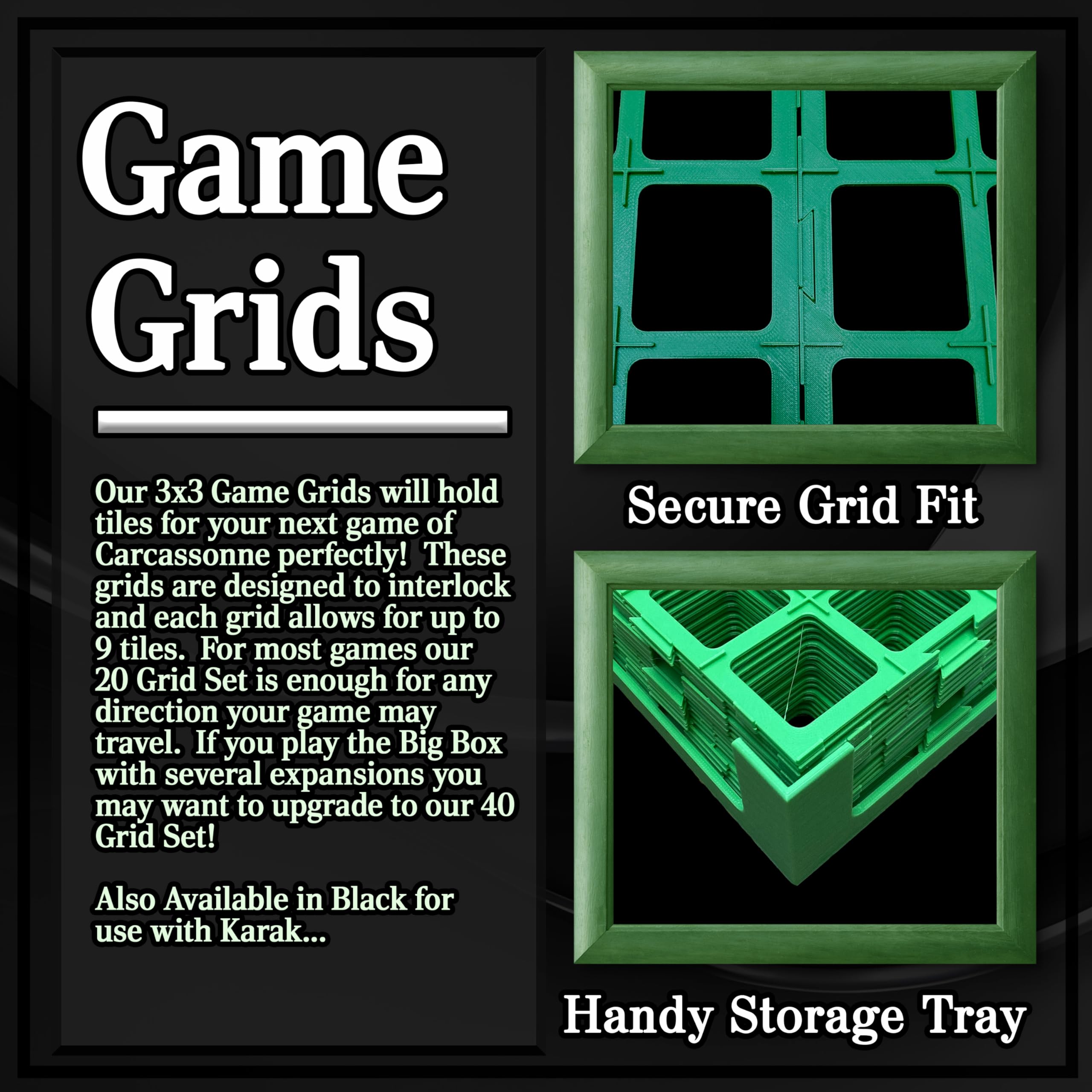 20 Pack of Game Grids for Carcassonne Board Game Night - Green Game Grids for Strategy Game for Kids and Adults - Image 3