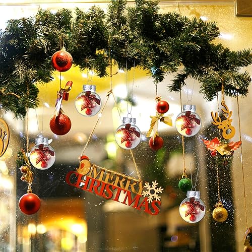 Miniatura 5 de Soaoo Juego de 100 bolas de adorno transparentes para árbol de Navidad de 1.96 pulgadas, adornos de Navidad transparentes rellenables, adornos de