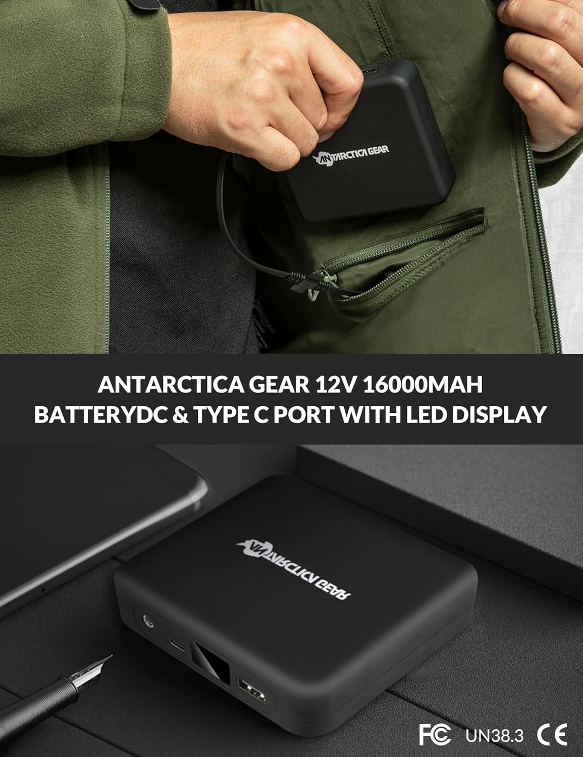 ANTARCTICA GEAR Heated Jacket with 12V 16000mAh Battery Pack, Polar Fleece Coat for Men Women, Fit Zip Hood Winter Jacket
