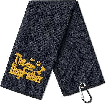 Dog Dad Golf Towel, 16x24 Microfiber, Black - Dog Dad