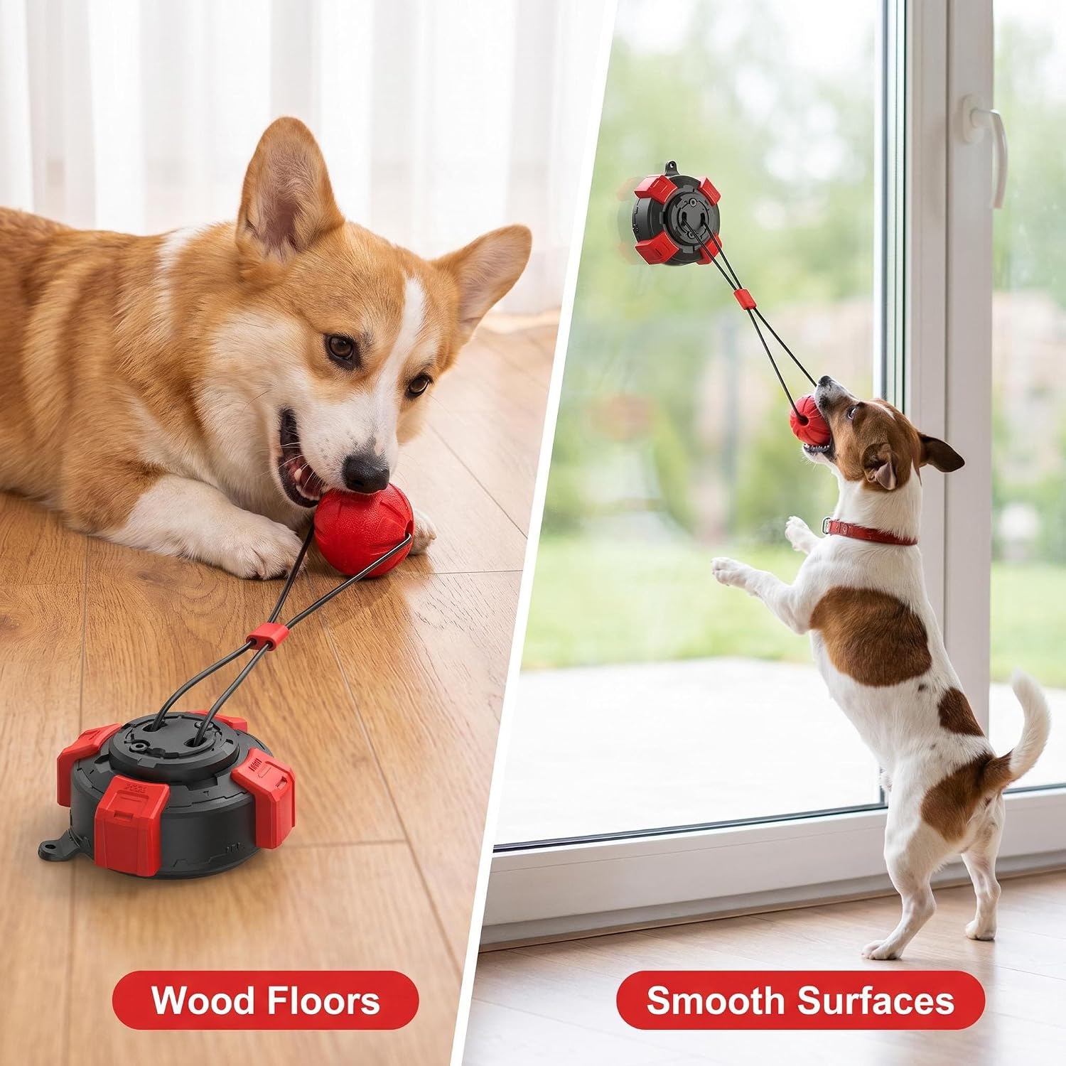 Dog Toys Upgraded Suction Cup Tug Dog Ball, Chew & Puppy TeethingToy Ball, Indoor & Outdoor Interactive Chew Toy for Aggressive Chewers