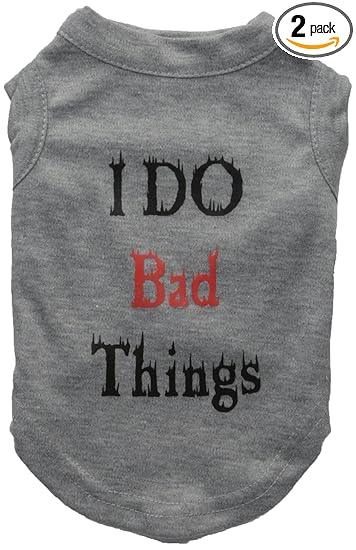 Mirage Pet Products 10-Inch I Do Bad Things Screen Print Shirts for Pets, Small, Grey