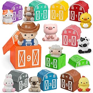 20-Piece Farm Animal Barn Playset with Finger Puppets - Educational Toy (Ages 1-3+)