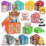 Learning Toy for Toddlers 1 2 3+ Years Old, 20 PCS Farm Animal Barn playset & Finger Puppets, Montessori toys for Kids,10 Animals & 10 Barns for Babies Boys Girls Easter Christmas Birthday Gift