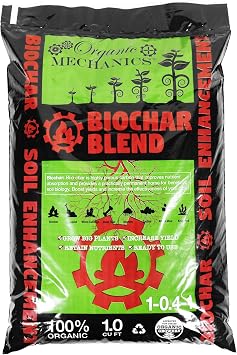 Organic Mechanics Biochar Blend Soil Amendment,1 Cu Ft Lifetime Amendment with Biochar, Compost, Worm Castings & Micronutrients for Bigger Plants, Higher Yields, and Healthier Soil