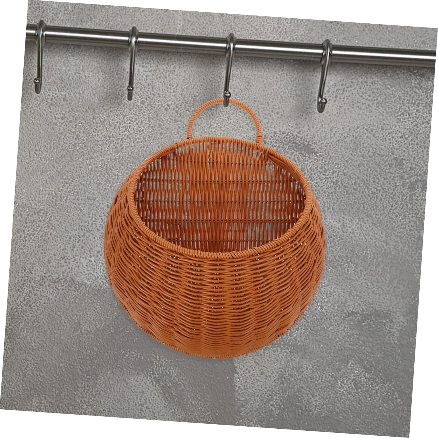 VOSAREA Hanging Flower Basket Hand Woven Storage Container for Kitchen and Home Decor Dual-purpose Wall Organizer for Vegetables and Fruits Boho Style Rattan-like Design