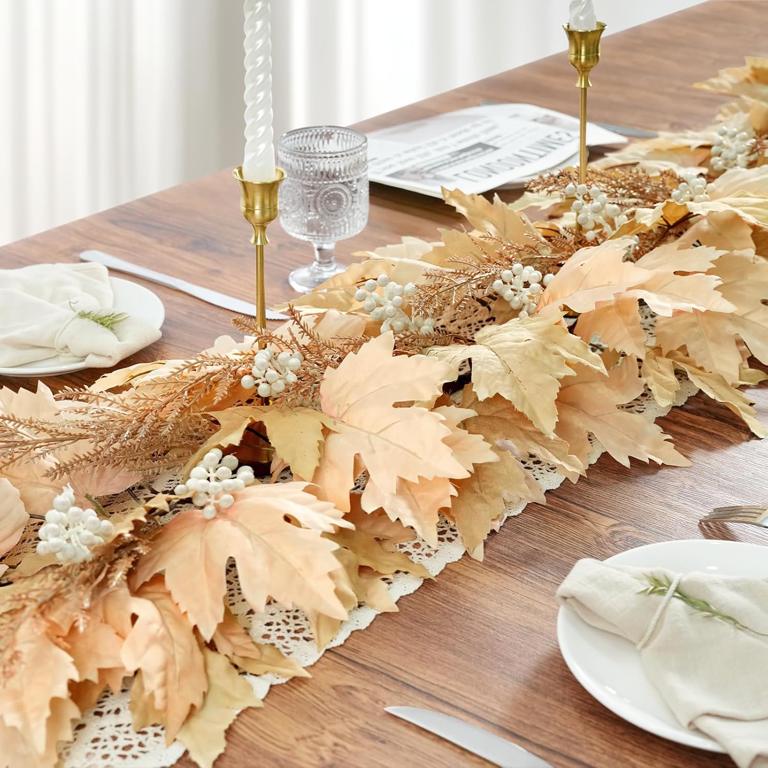 Fall Decorations for Home, 6Ft Artificial Berry Cypress Leaves Fall Garland | Fall Decor, Autumn Harvest Halloween Thanksgiving Centerpieces for Table Fireplace Mantle Porch Home Decor Indoor