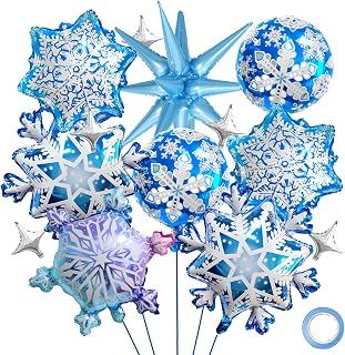 Sneeuwvlokken ballonnen Frozen verjaardagsdecoratie, ballon sneeuwvlok, kerstdecoratie, sneeuwfolieballon, ster sneeuwvlok winter decoraties