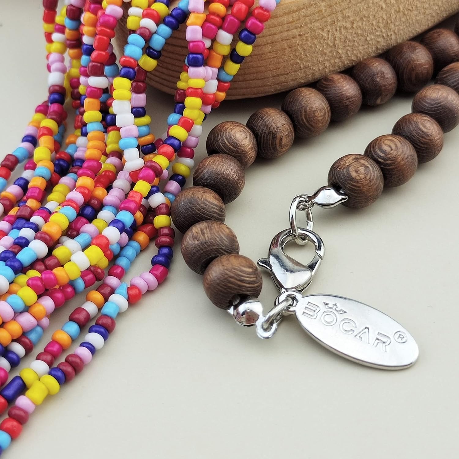 Bocar Long Multiple Row Handmade Beaded Statement 33" Necklace for Women with Gift Box - Image 4