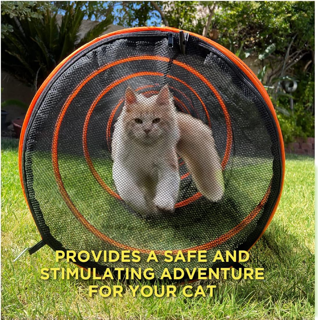 Trenton Gifts Cats Ultimate Playtime Experience with Our 5 FT. Indoor/Outdoor Steel Spring Frame Cat Tunnel - Complete with Carry Case for Easy Transport