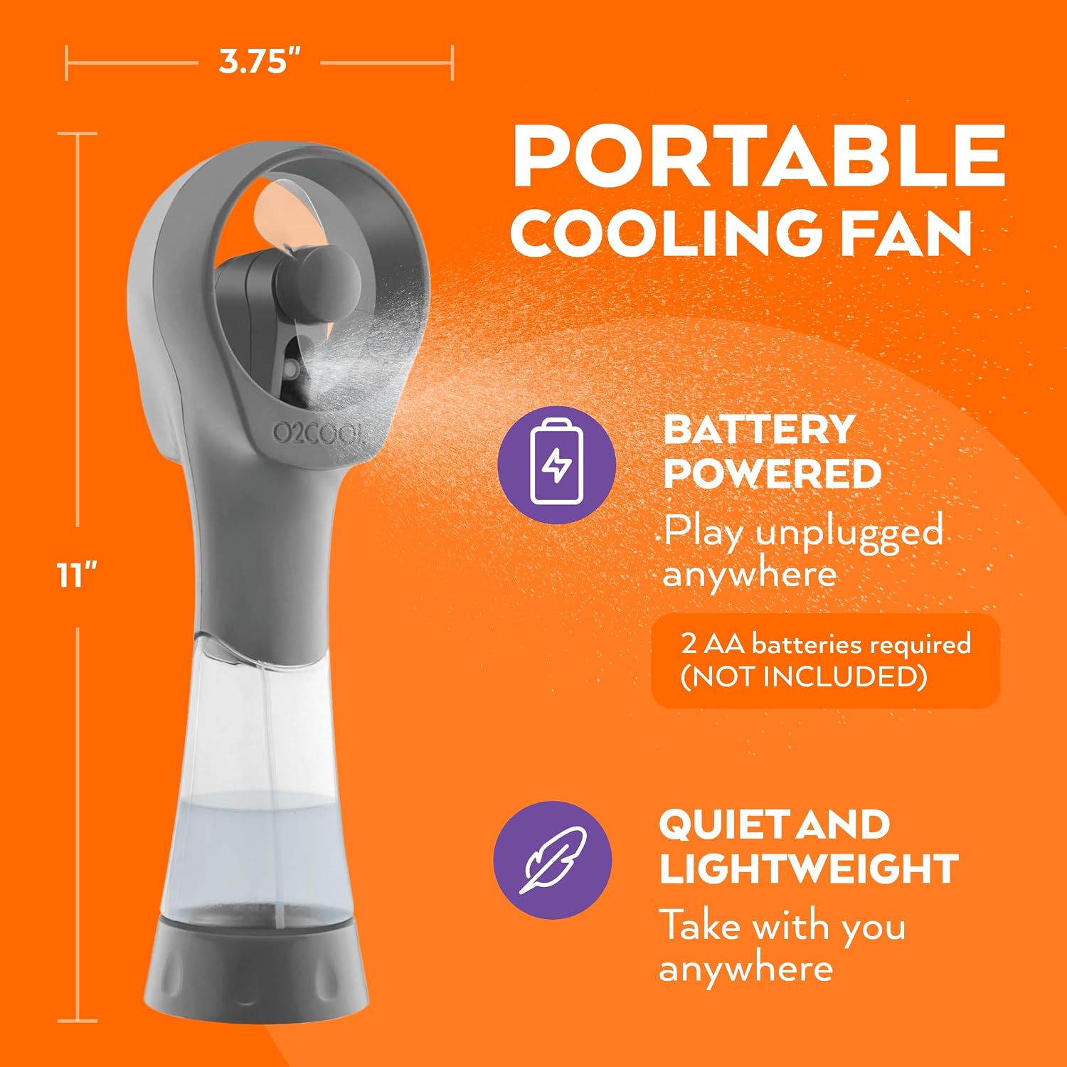 O2COOL Elite Water Misting Fan, Grey