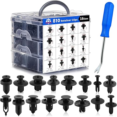 Car Push Retainer Clips 16 Most Popular Sizes Fasteners 811 PCS Automotive Plastic Clips Auto Push Pin Rivets Set with Blue Fastener Remover for Ford GM Toyota Honda Chrysler BMW Benz Nissan Subaru