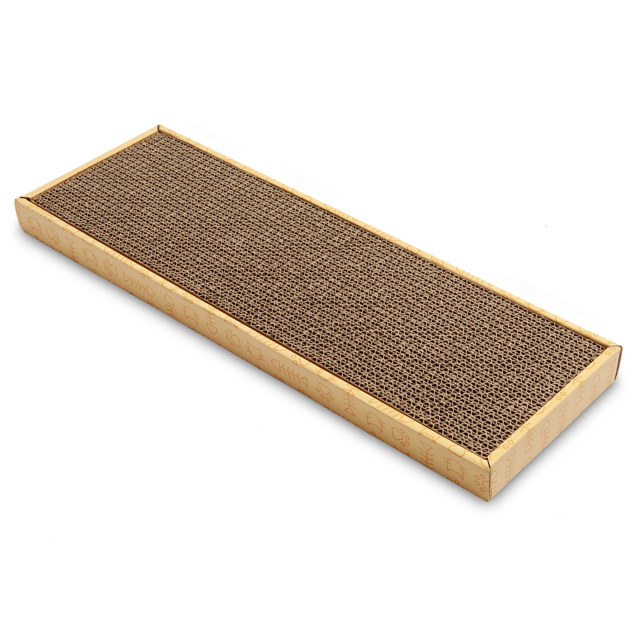 Furhaven Scratching Board w/Catnip for Indoor Cats, Reversible - Classic Corrugated Cat Scratcher Pad - Yellow, Small — image 1
