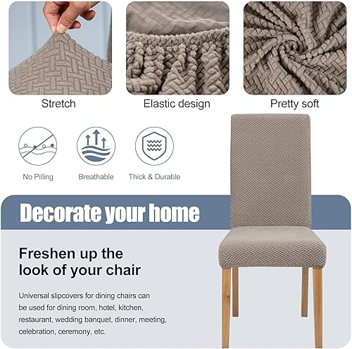Miniatura 3 de Funda para silla de comedor, juego de 6 fundas, elástica, de jacquard, para silla de cocina, funda desmontable y lavable, protectoras, para silla