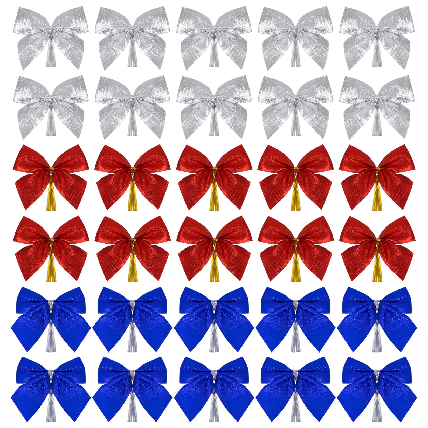 90 Pcs Christmas Ribbon Bows, Fengek 2.36 Inch Mini Ribbon Bows Ornaments for Christmas Decoration Gift Wrap Supplies, Multicolor B