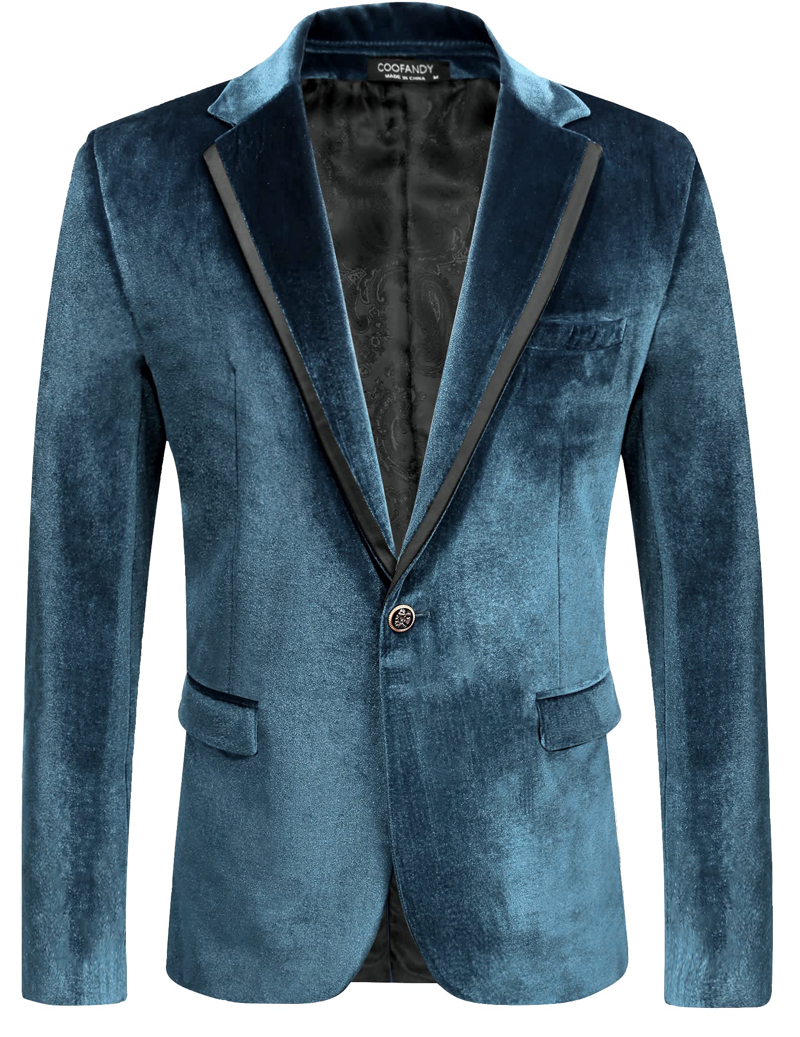 coofandy Men's Velvet Blazer Slim Fit Solid One Button Blazer Jacket Tuxedo for Prom Wedding Party Dinner-picture-46