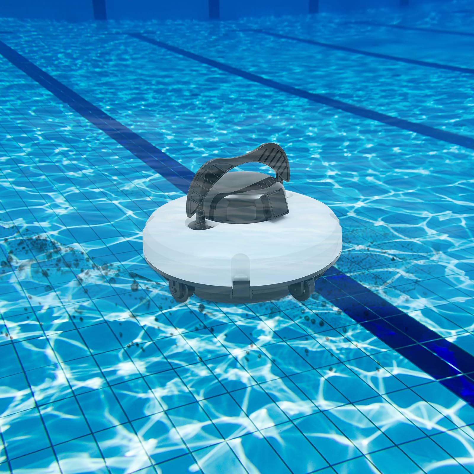 Poolroboter Akku kabellos Poolreiniger Bodenreinigung bis 100m² | IPX8 wasserdicht, Dual Motor, automatische Wandumkehr, 17m/min Reinigung, 2h Laufzeit, für Rund & Rechteck Pools