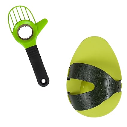 Simply Served Avocado Slicing and Storage Set, 3-in-1 Avocado Slicing Tool with Avo Saver, Split, Pit, and Slice Avocados Safely and Effectively, Store Avocados and Reduce Browning