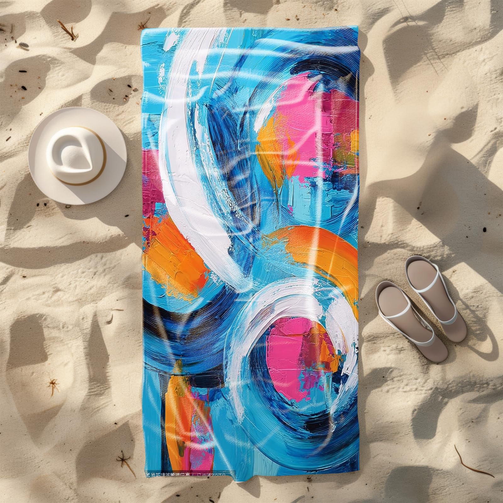 Genérico Toalla Playa Grande Abstracto Azul Naranja Microfibra Secado Rápido Oversize Toalla Sin Arena Súper Ligera Piscina Camping Picnic Yoga Gimnasio Y Deportes Viaje