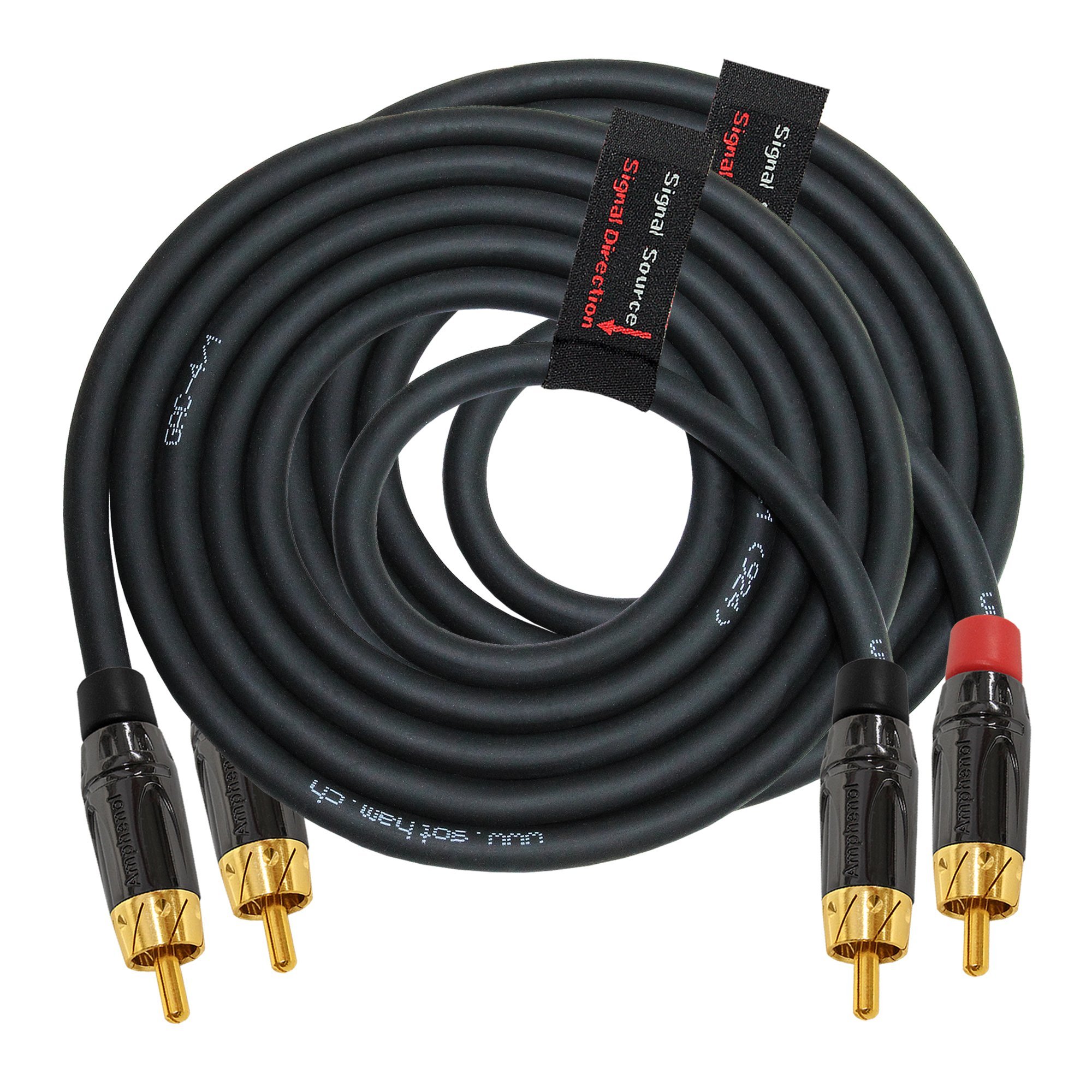 6 Foot RCA Cable Pair - Gotham GAC-4/1 (Black) Star-Quad Audio Interconnect Cable with Amphenol ACPL Black Chrome Body, Gold Plated RCA Connectors - Directional