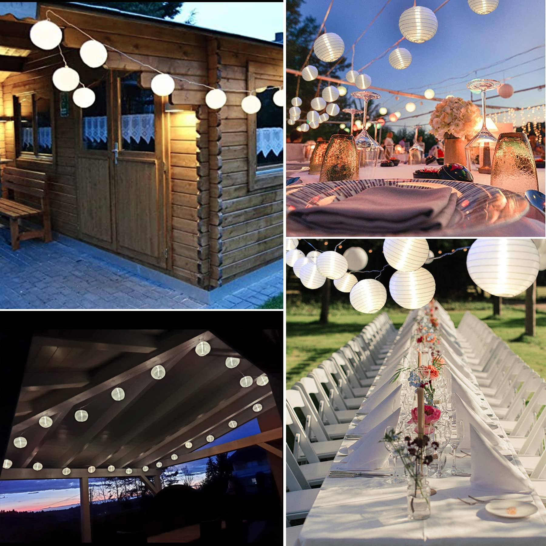 Ghirlande solari lanterne esterne 8 metri 30 lanterne LED 8 modalità ghirlande solari impermeabili bianche per decorazione balcone giardino cortile matrimonio decorazione festival (bianco freddo)