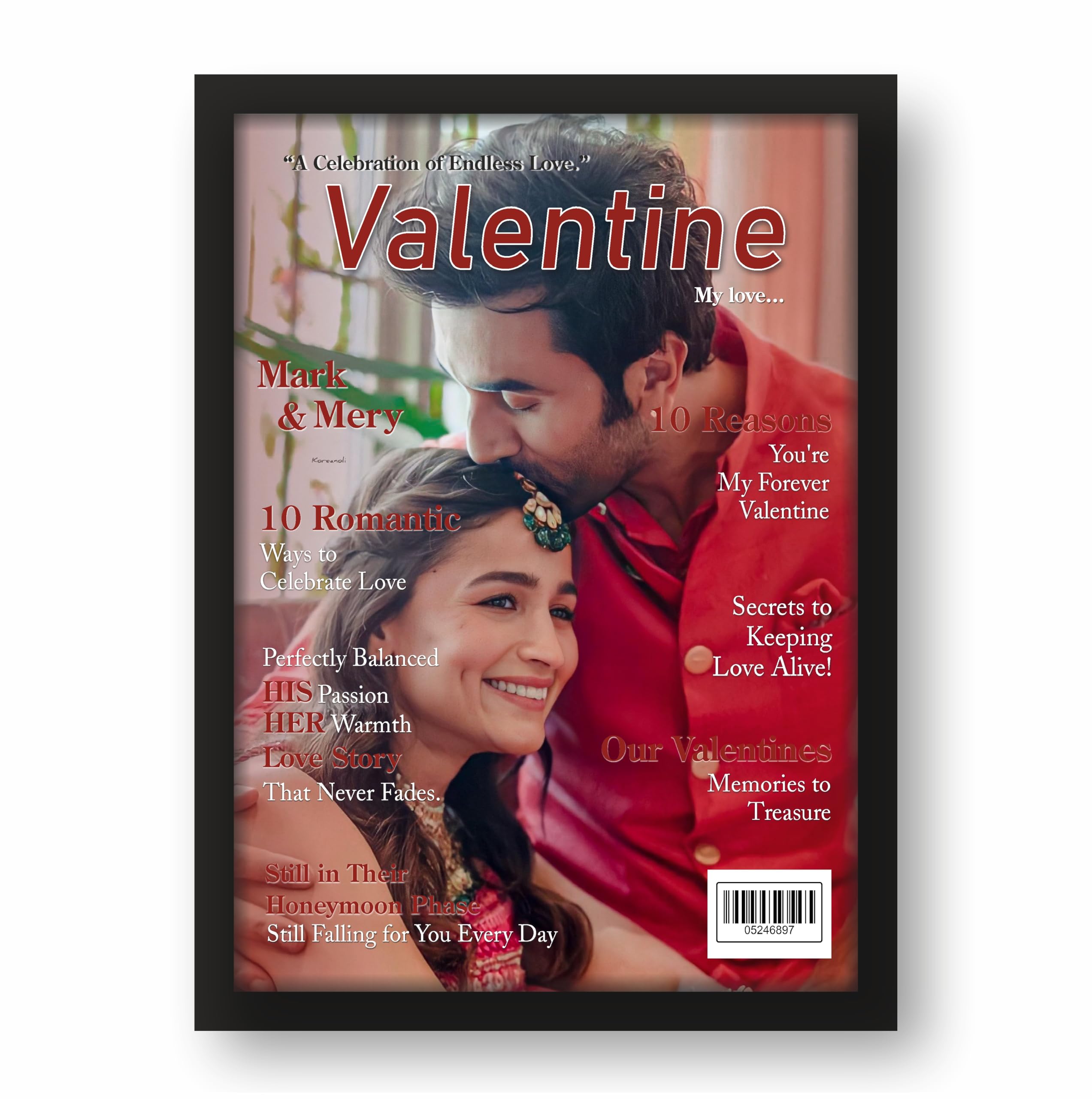 Personalized Valentine’s Day Gift Couple Magazine Cover Frame 9.25… – view 2