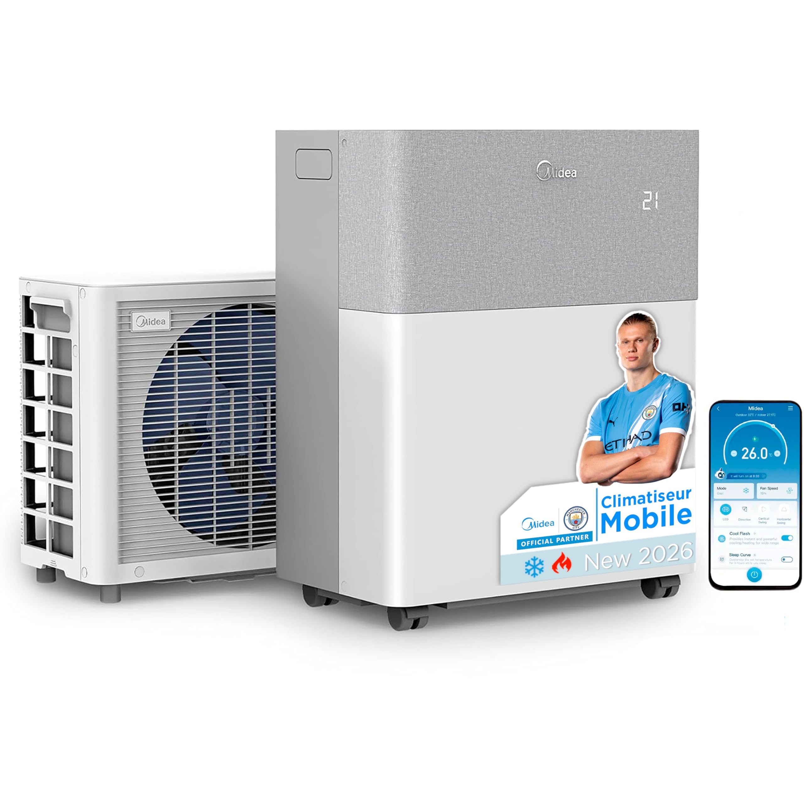 MIDEA Climatiseur PortaSplit Mobile Silencieux 4-​in-​1| 12000 BTU | Chauffage et Climatisation Portable Prêt à Poser 3,​5kW- Clim Mobile avec rafraîchisseur, déshumidificateur, chauffage,​ventilateur