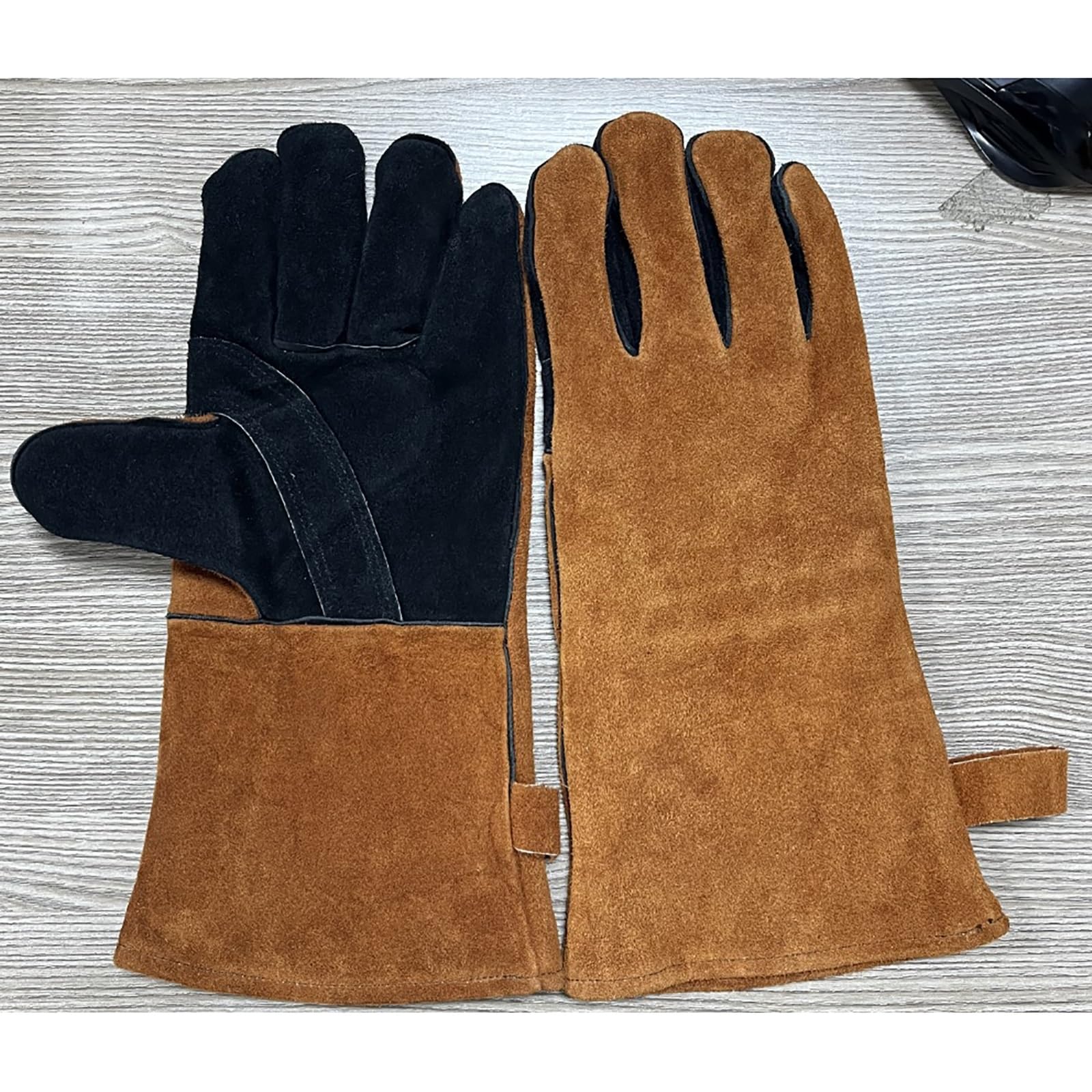 Schweißerhandschuhe Aus Verdicktem Rindsleder, Wärmeisolierende Grillhandschuhe für Männer, Abriebfeste Arbeitshandschuhe mit Baumwollfutter