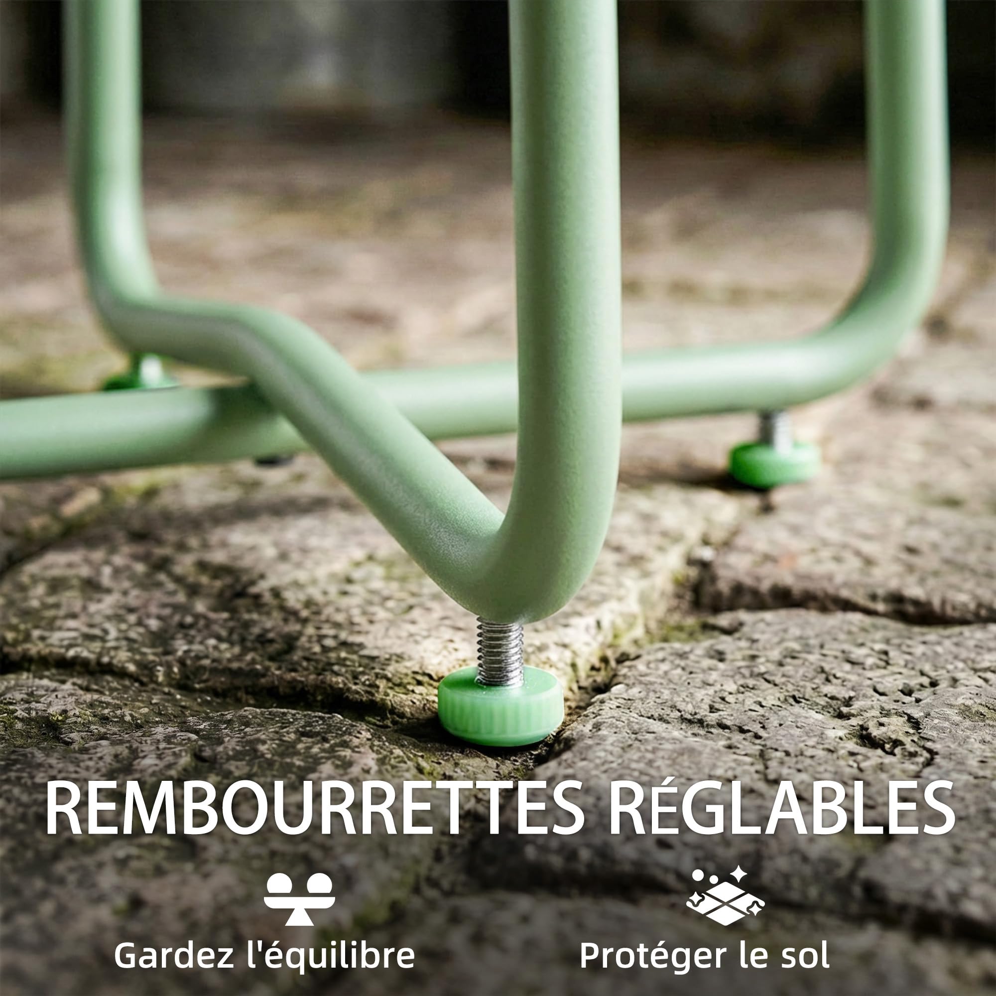 Outsunny Table Basse Extérieure avec Bord Enroulé, Table de Jardin Ronde Base en X avec Pieds Réglables en Hauteur, pour Intérieur Salon Terrasse Balcon, Métal, Ø 48 x 51 cm, Vert