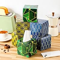 Vista 3 de 24 cajas de pañuelos, cajas de pañuelos faciales, cajas de pañuelos geométricos con diseño de flores, 2 capas, 80 hojas cada caja, pañuelos faciales