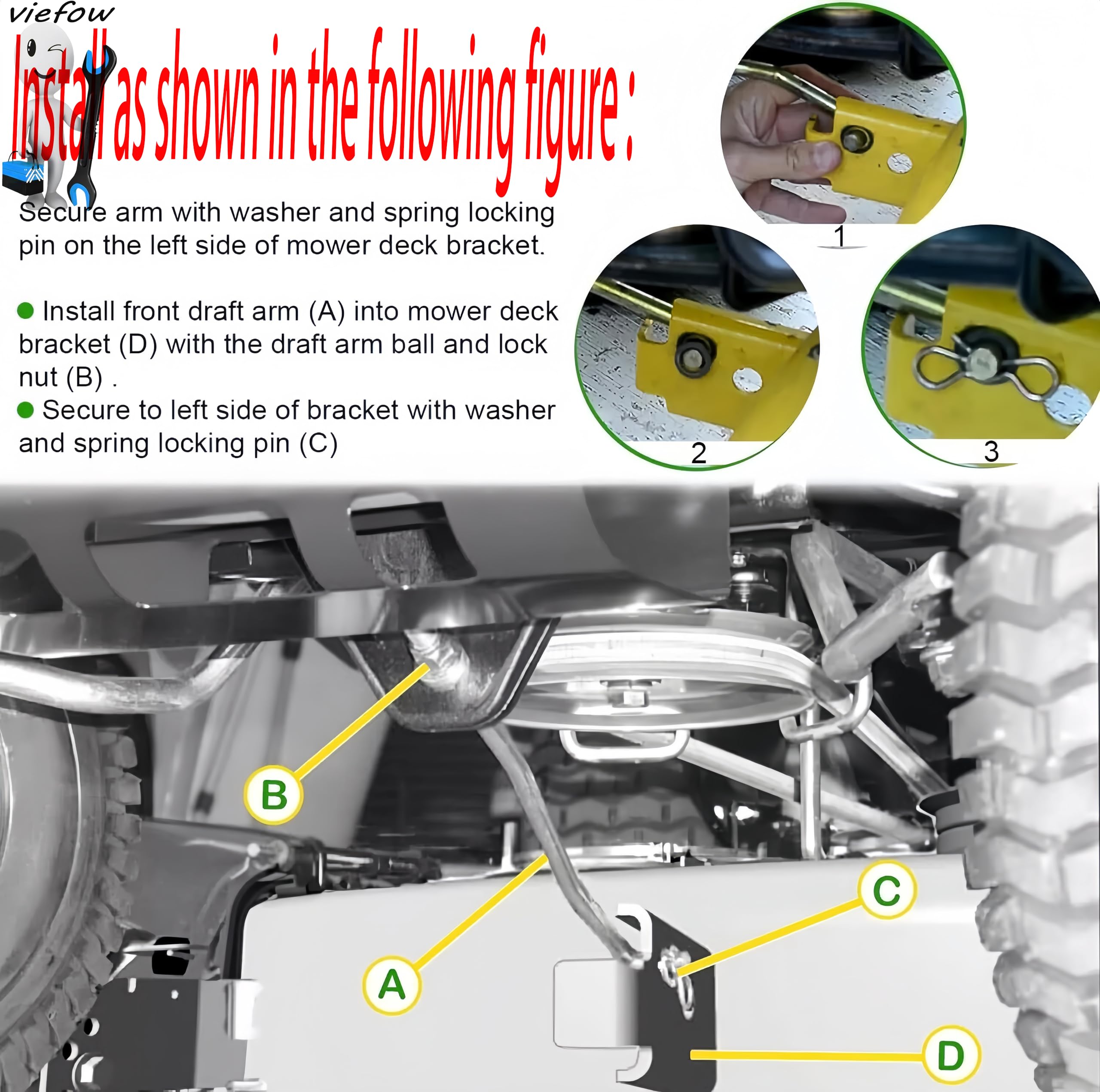 GX20497 Bras de levage pour pont John Deere L100 L120 L130 LA120 D140 X S E Series et Scotts L2048, L2548