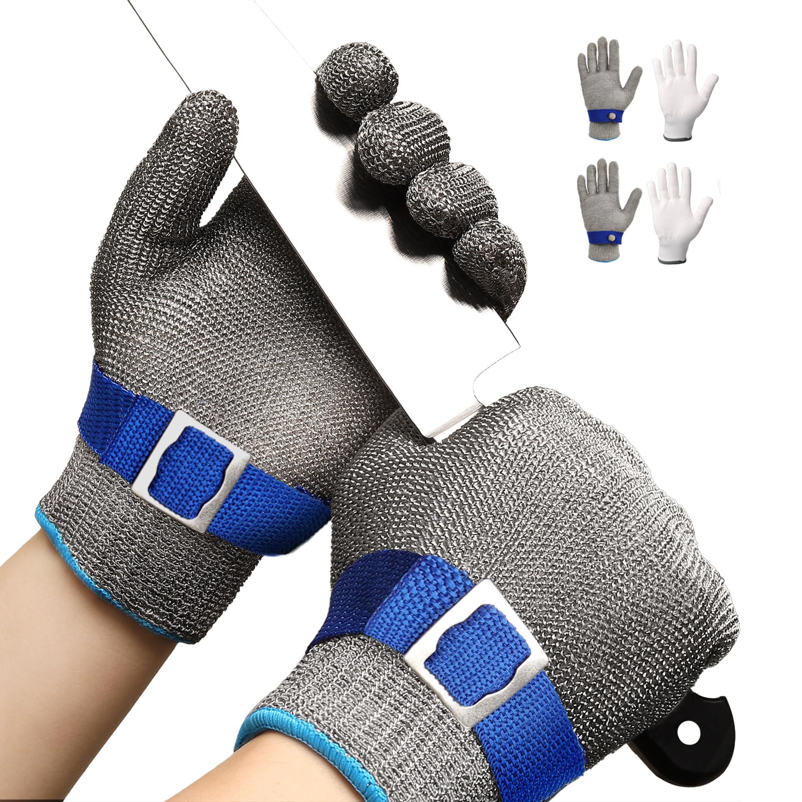 Schwer SlicePro ANSI A9 Cut Resistant Glove PR1707, Food Grade Stainless Steel Wire Metal Gloves, Cutting Gloves for Kitchen, Meat Cutting, Oyster