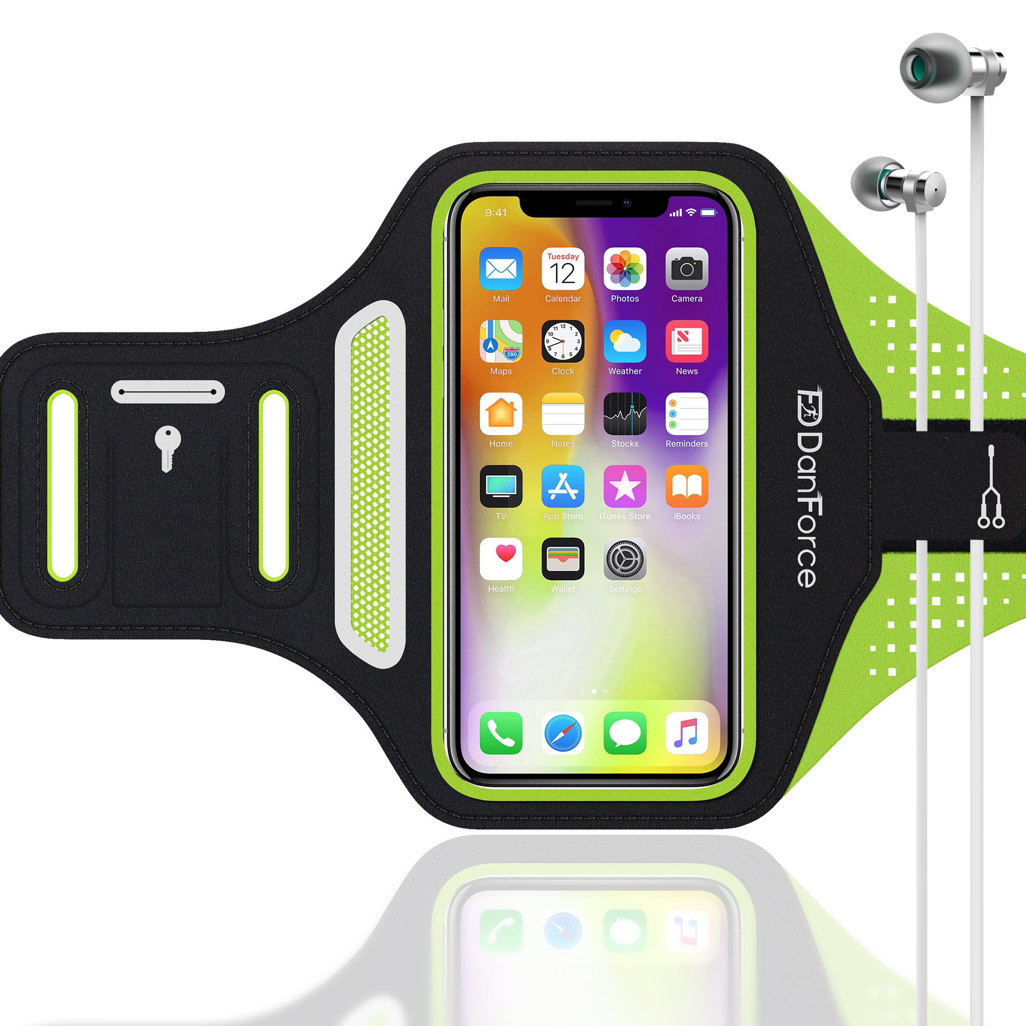iPhone X, 8, 8+, 7, 7+, 6S, 6S+, 6, 6+ Sports Armband- Fingerprint Touch, Great for Running, Workouts or Any Fitness Activity, Unique Hidden Pocket for Stores Cash, Cards and Keys.