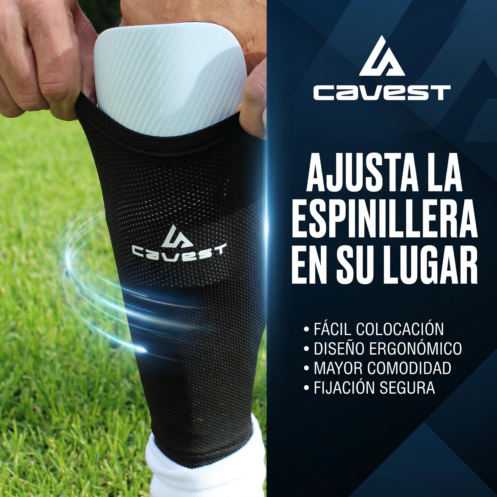 Cavest Sujeta espinilleras de futbol para niños y adultos. Medias con bolsillo para sujetar las espinilleras. Medias porta espinilleras futbol. Calcetines de futbol con bolsillo para las espinilleras.