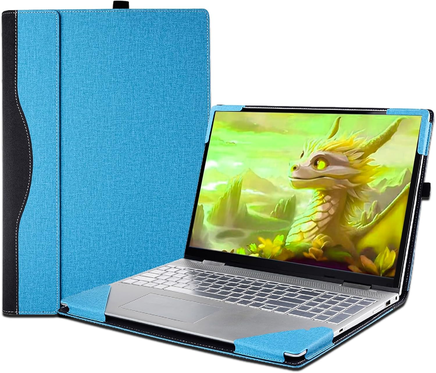 Laptop Case Cover for 16 inch 2024 New Dell Inspiron 16 Plus 7640 & Compatible with Dell Inspiron 16 5635 5630 Notebook PC Sleeve,Detachable PU Leather Protective Bag Accessory (Sky Blue)
