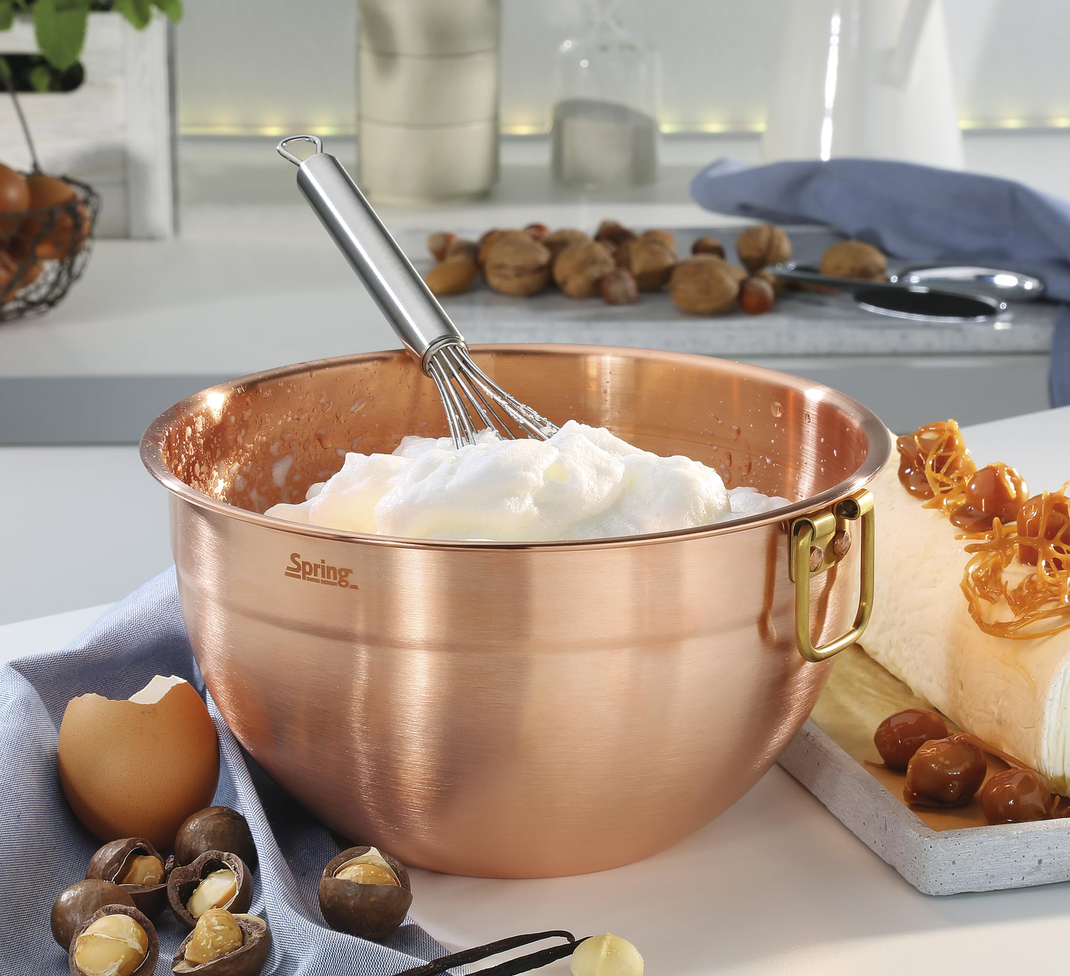 Spring Culinox - Cuenco para mezclar (cobre, 2,8 L, diámetro 20 cm, altura 11 cm, fondo aplanado, mejor conductividad térmica)